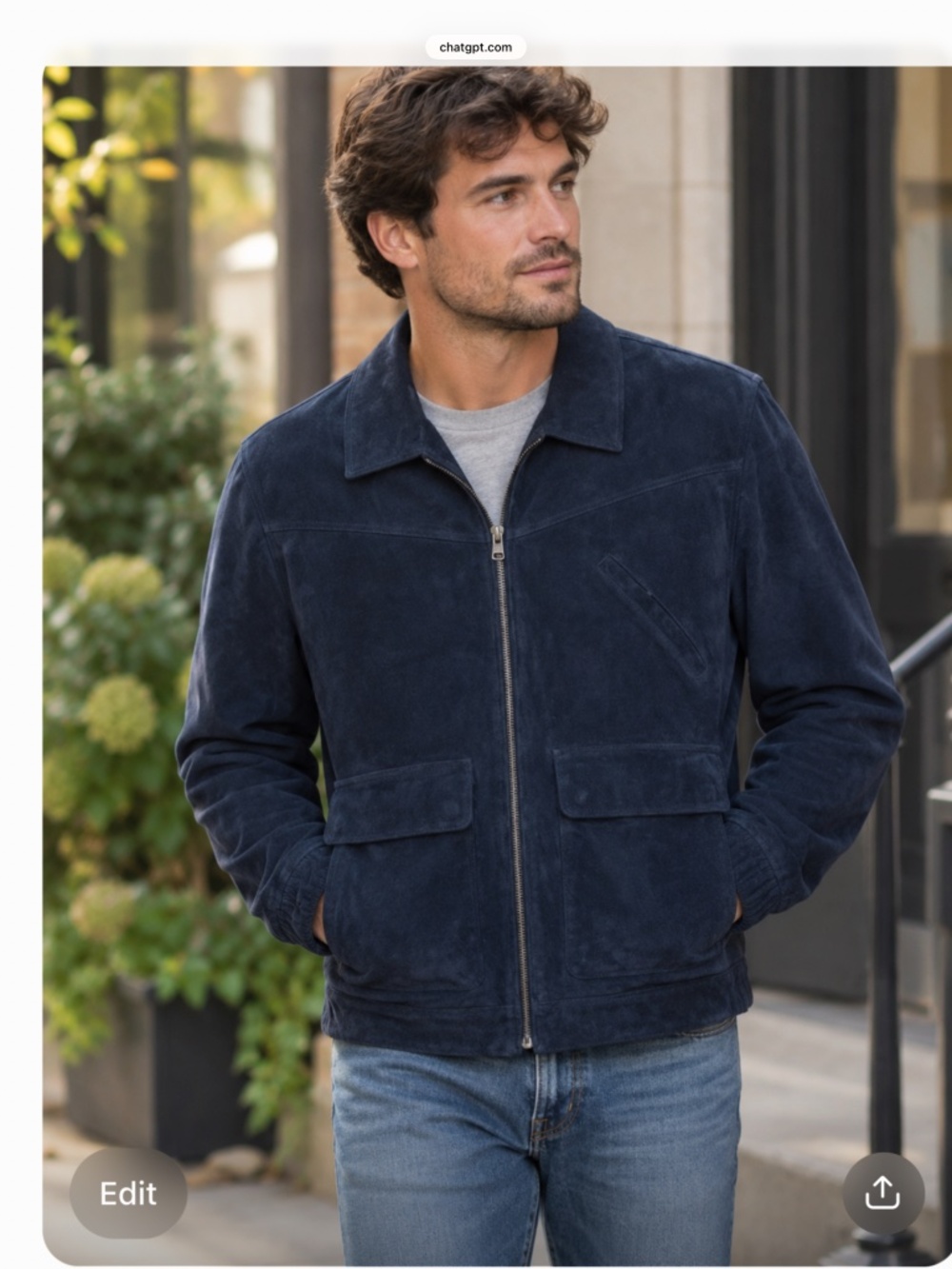 Blank NYC Mens Suede XL Bomber Jacket in Navy Blue